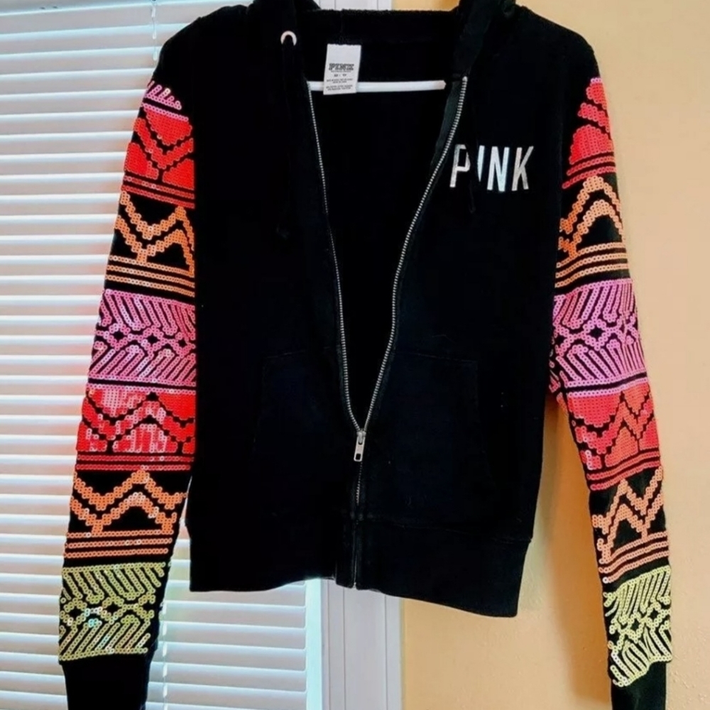 NWOT VICTORIA'S SECRET PINK AZTEC ZIP UP HOODIE